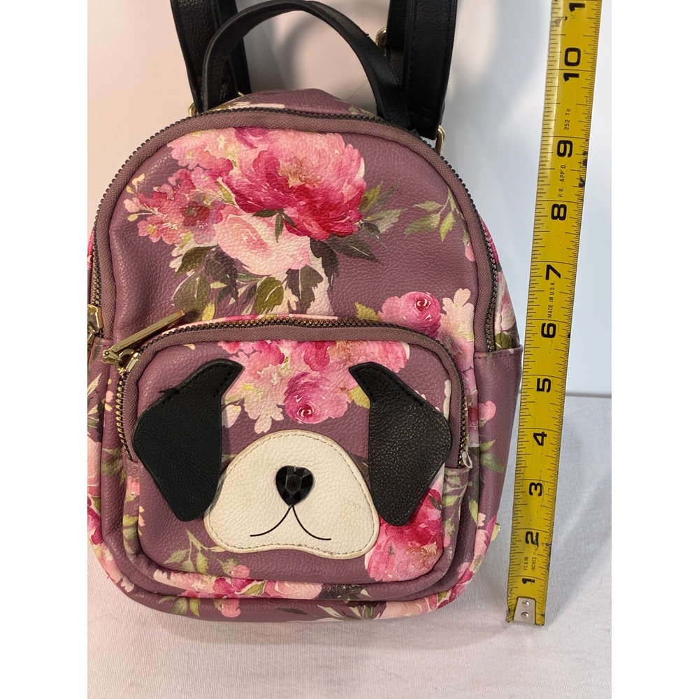 Betsey Johnson Mini Backpack Purple Floral Puppy Dog Bag Kitsch Kawaii Coquette - Picture 4 of 13